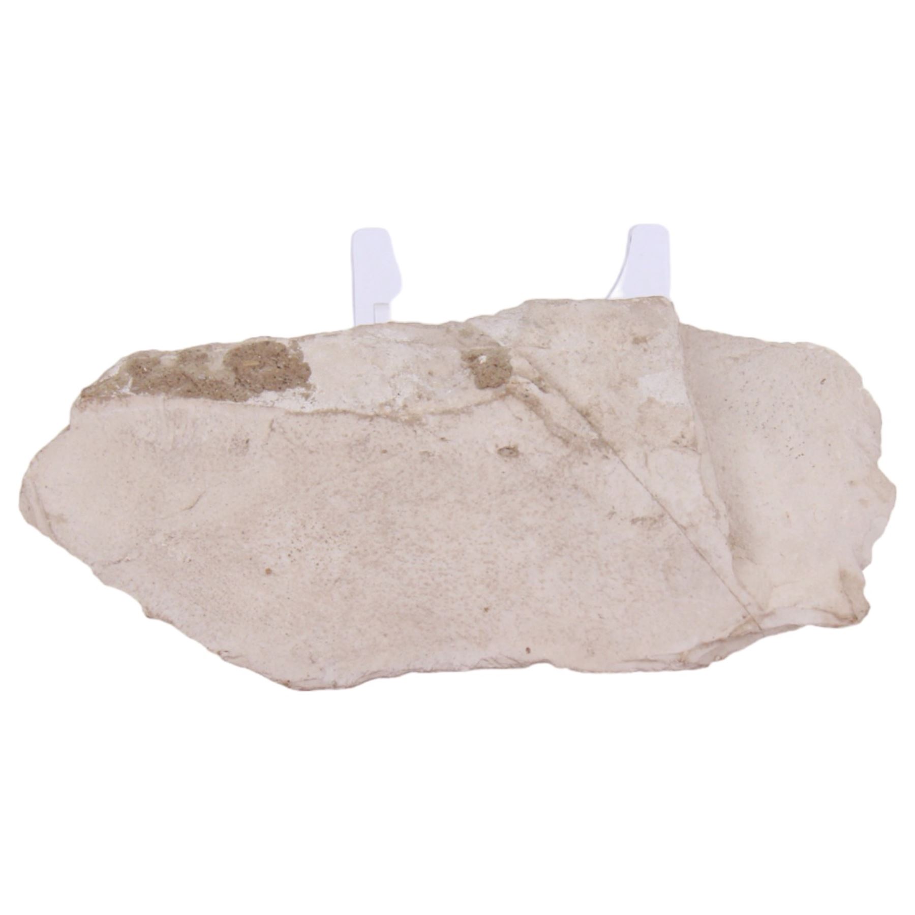 Egyptian stone fragment, probably New Kingdom limestone, depicting a figure in side profile, H14.5cm W6.5cm