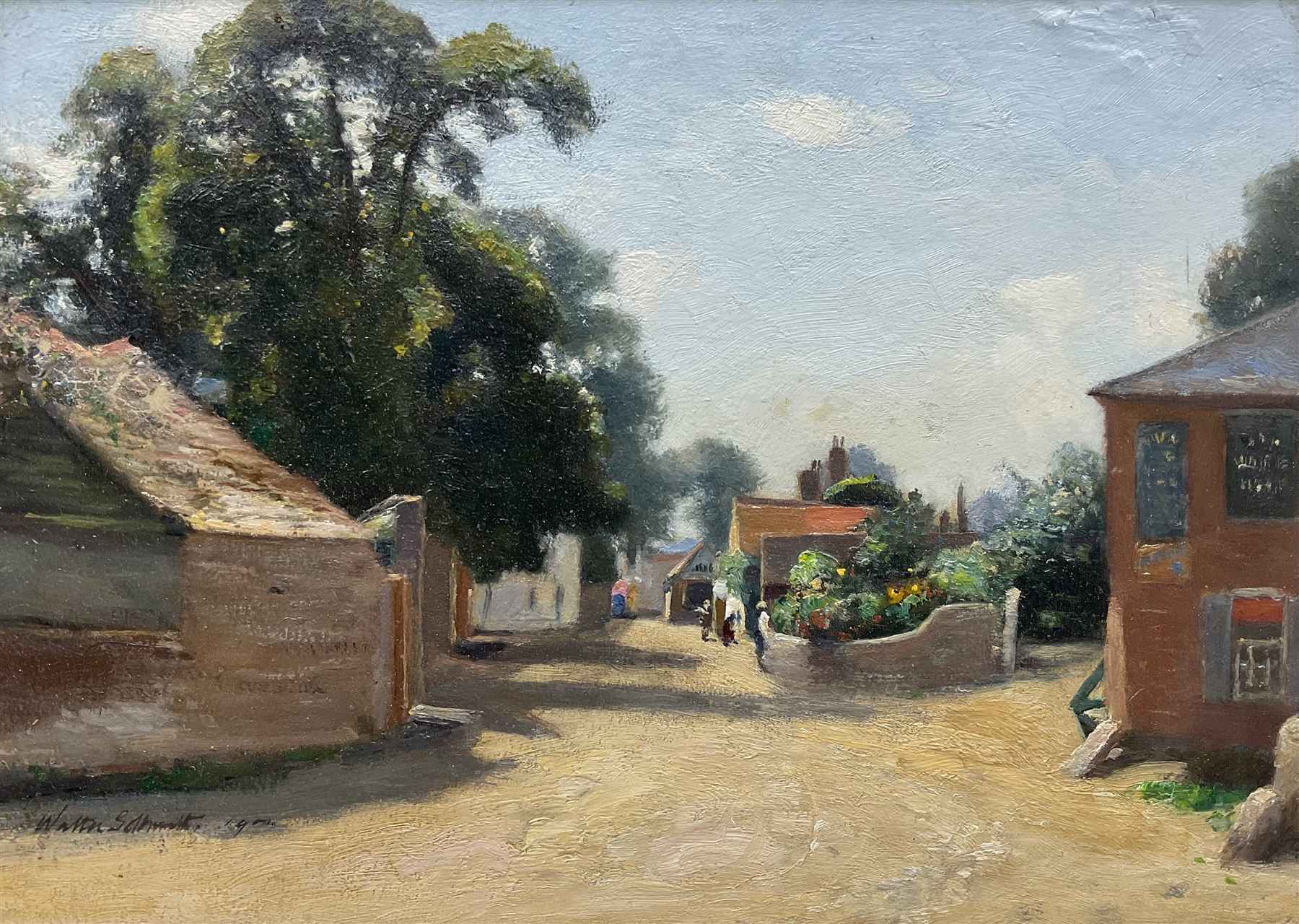 Walter Henry Goldsmith (British 1857-1943): 'A Berkshire Village', oil on board signed and dated 1900, titled verso 25cm x 35cm