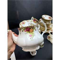 Royal Albert Old Country Roses pattern  coffee set and dinner service, including teapot, coffee pot, milk jug, ten dinner plates etc  