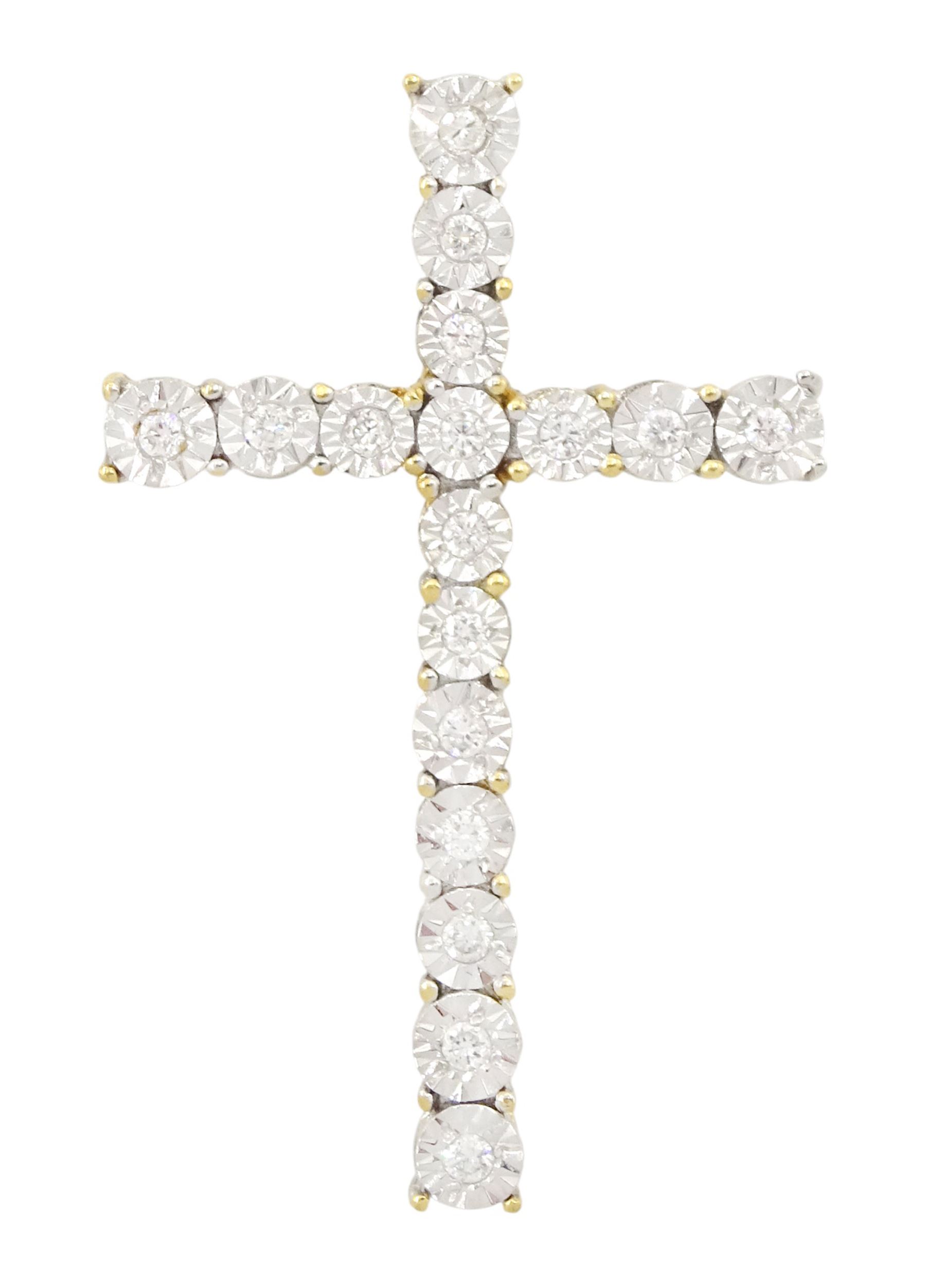 18ct gold diamond cross pendant, stamped