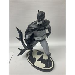 Group of five limited edition DC Direct Black and White Batman hand-painted cold-cast porcelain statues in original boxes, with two similar examples from DC Collectibles 