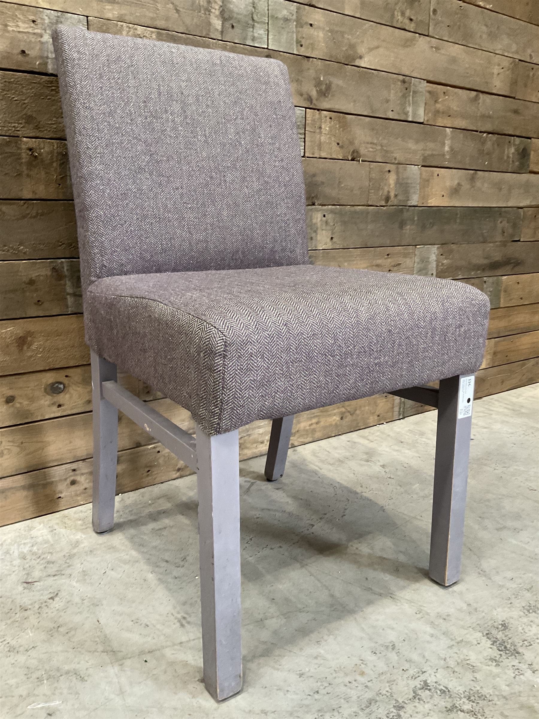 17 x dining chair upholstered in tweed fabric, painted legs