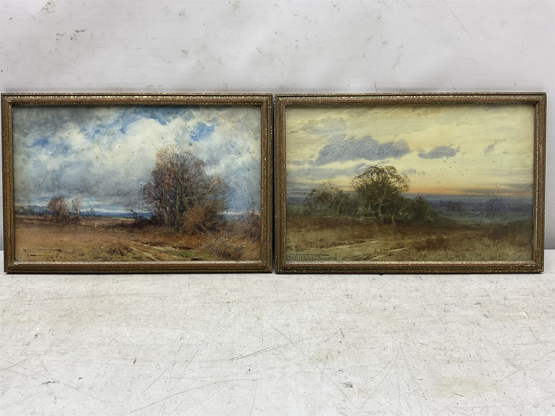 Henry John Sylvester Stannard (British 1870-1951): Midday and Evening Landscapes, pair watercolours signed 18cm x 29cm (2)