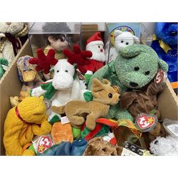 Twentyfive Ty Beanie babies, including Pumkin, Unity, Let it Snow, Seaweed, Jabber etc