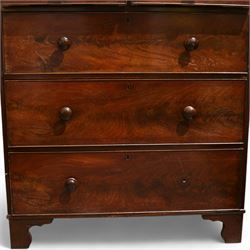 19th century mahogany chest, rectangular moulded top, fitted with two short over three long graduating cock-beaded drawers, on bracket feet