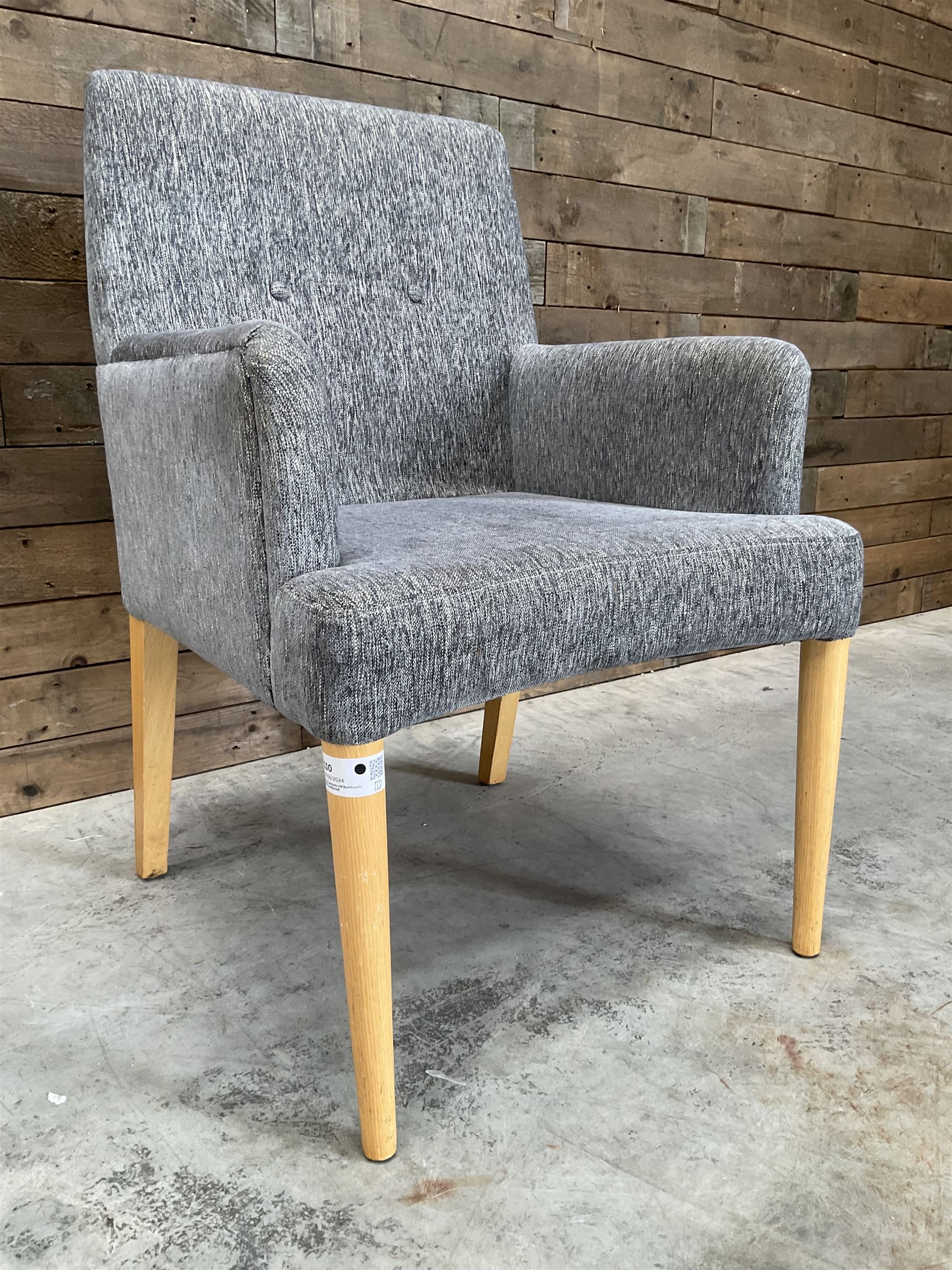 17 x armchair upholstered in textured grey fabric, beech legs