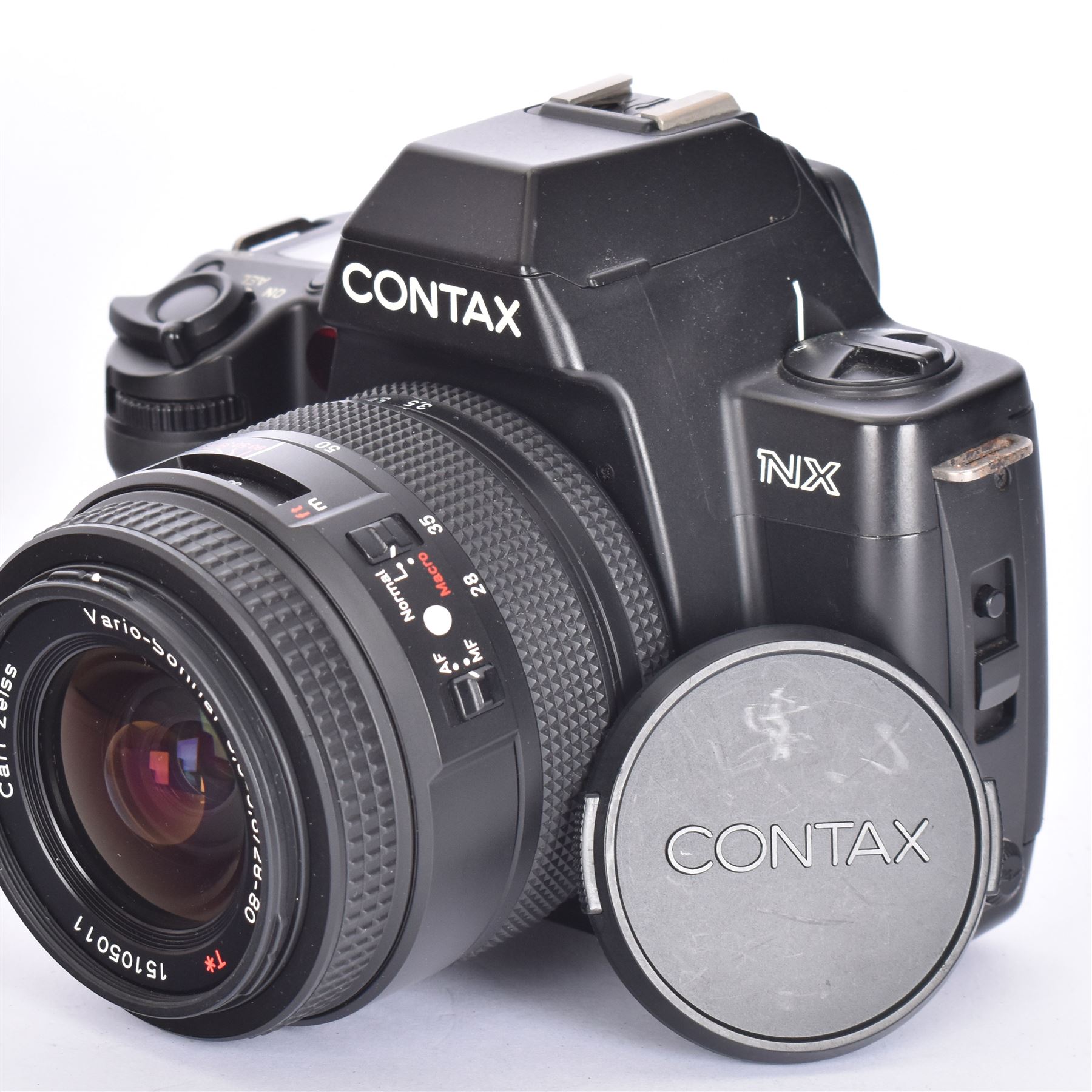 Contax NX SLR camera serial no. 007439, with a Carl Zeiss Vario-Sonnar 3.5-5.6/28-80 T* lens serial no. 15105011