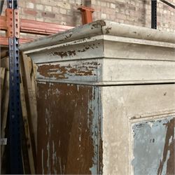 Victorian scumbled and painted pine cupboard, projecting cornice over two panelled doors with moulded slips, fitted with two shelves - THIS LOT IS TO BE COLLECTED BY APPOINTMENT FROM THE OLD BUFFER DEPOT, MELBOURNE PLACE, SOWERBY, THIRSK, YO7 1QY