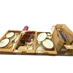 Mahogany cutlery box, pair of bellows, collection of vinyl records, Royal Doulton Carlyle ...