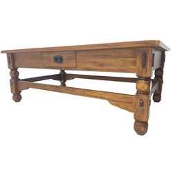 Rectangular hardwood coffee table, fitted with single drawer