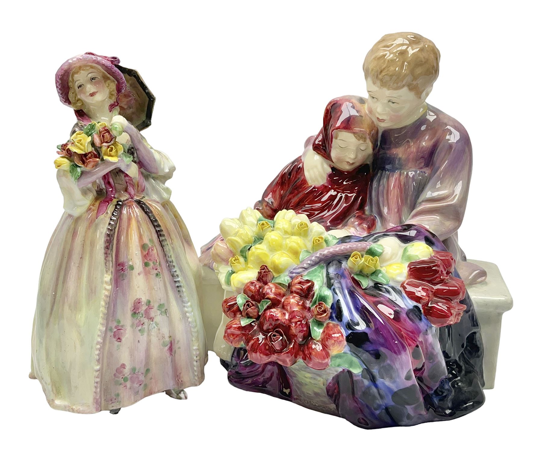 Two Royal Doulton figures comprising June HN1691 and Flower Sellers Children, HN1342