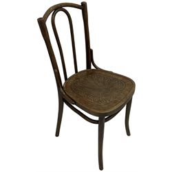 Set of three late 19th to early 20th century century bentwood dining chairs, the seats with pressed anthemion decoration, circa. 1900s