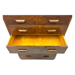 Early 20th century walnut chest, fitted with four short and four long drawers, on recessed plinth base