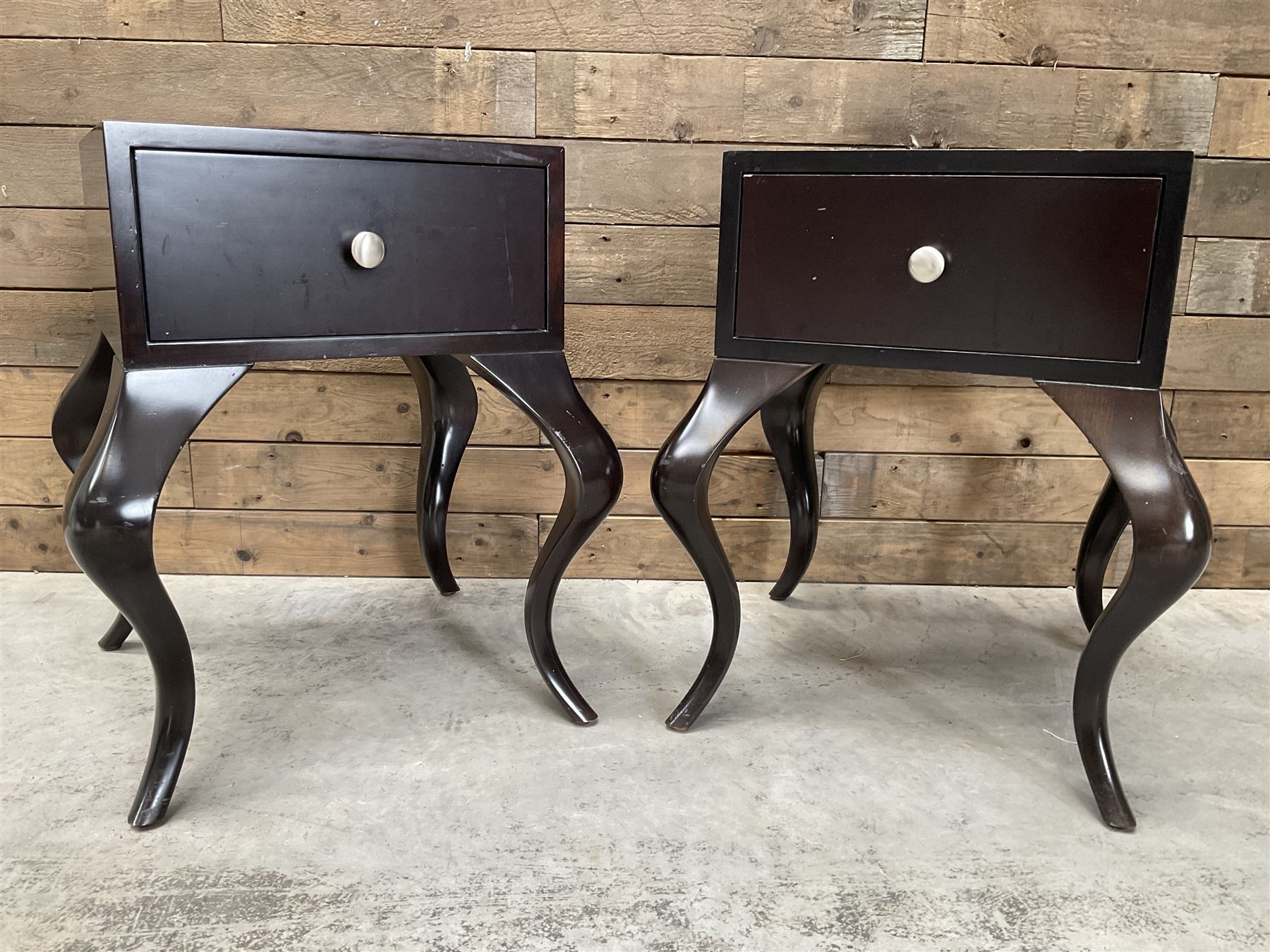 Pair of rosewood finish bedside chests