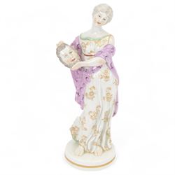 Late 19th century Dresden style figure of Melpomene, modelled as a female figure in neocla...