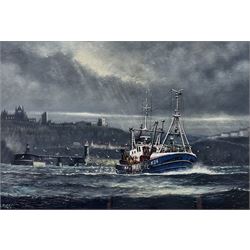 Jack Rigg (British 1927-2023): 'MFV George Weatherill off Whitby', two prints, signed and titled verso 14cm x 20cm and 27cm x 40cm (2)