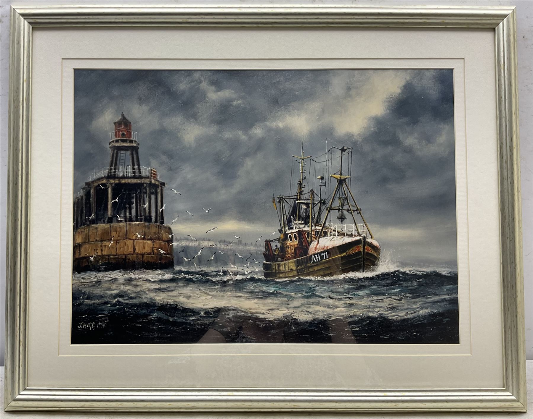 Jack Rigg (British 1927-2023): 'Provider Leaving Whitby', print, signed and titled verso 35cm x 49cm