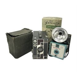 Eastman Kodak Beau Brownie Doublet Lens camera, in brown colourway, in canvas cary case, together with a Imperial Satellite 127 3-Way Flash Camera, model no 270, in original box