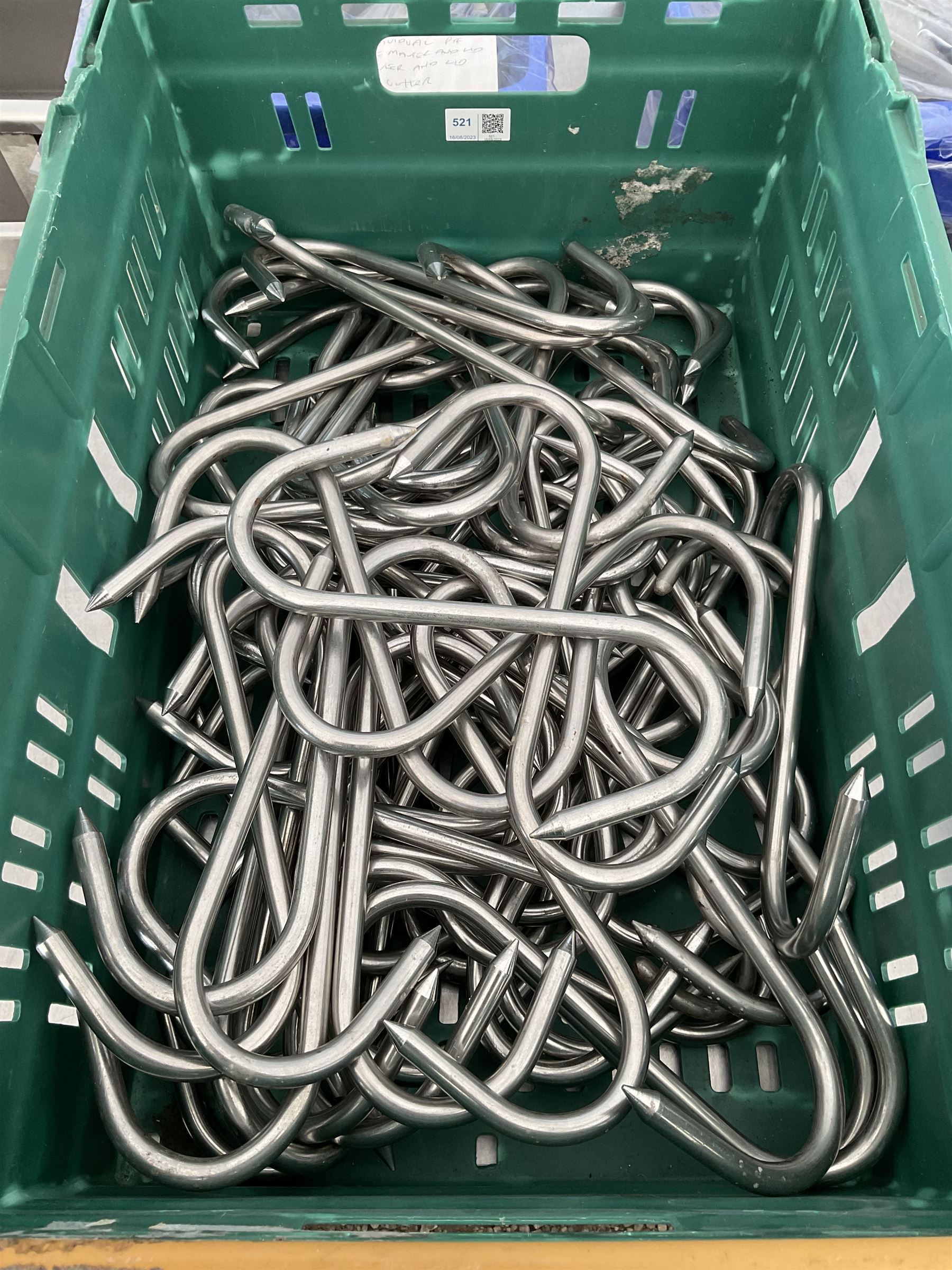 58 stainless steel meat S hooks - THIS LOT IS TO BE COLLECTED BY APPOINTMENT FROM DUGGLEBY STORAGE, GREAT HILL, EASTFIELD, SCARBOROUGH, YO11 3TX