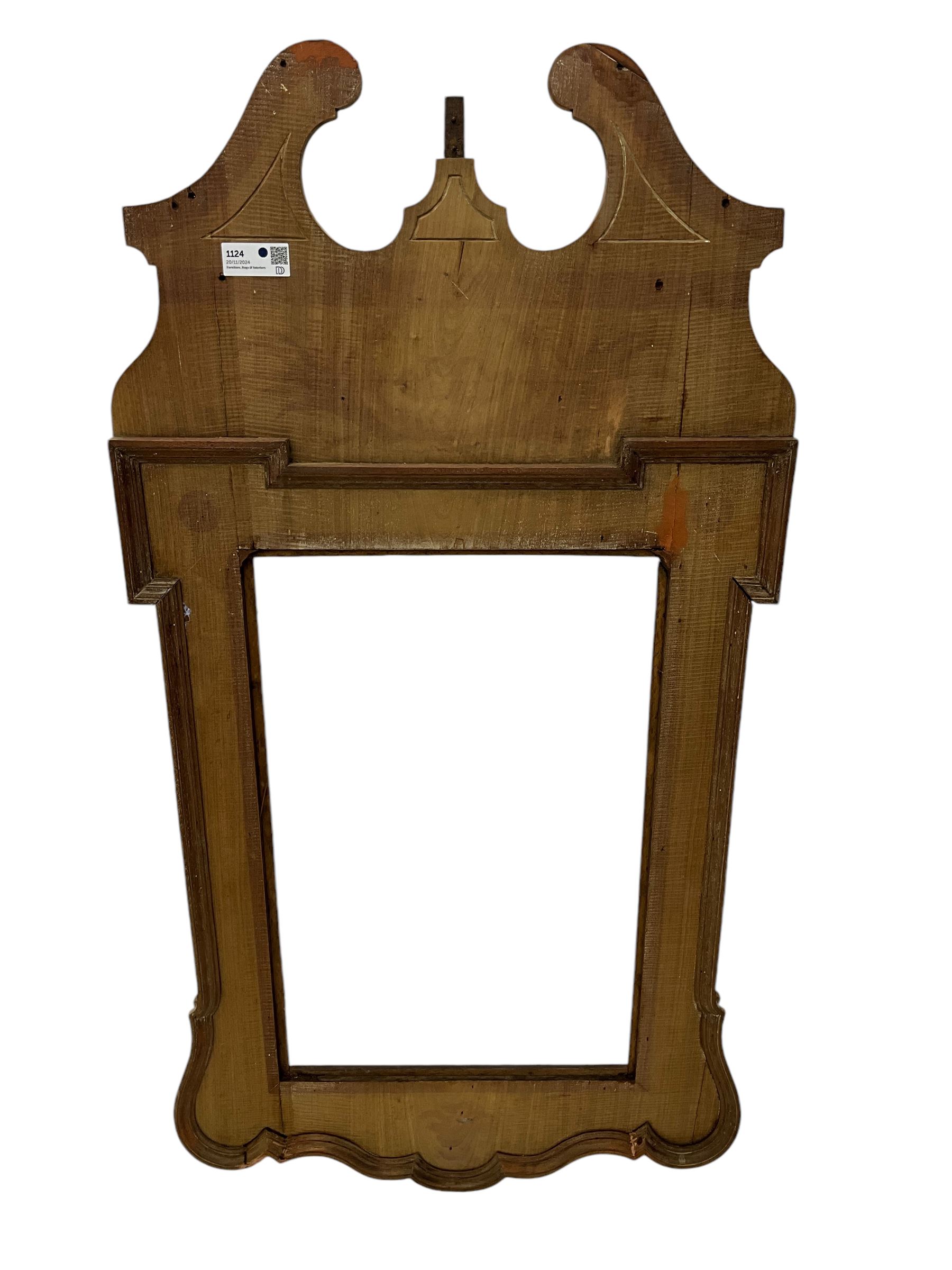 Late 19th century Italian mirror frame, broken swan neck pediment over shaped lower edge, applied mouldings, aperture - 43.5cm x 69cm 