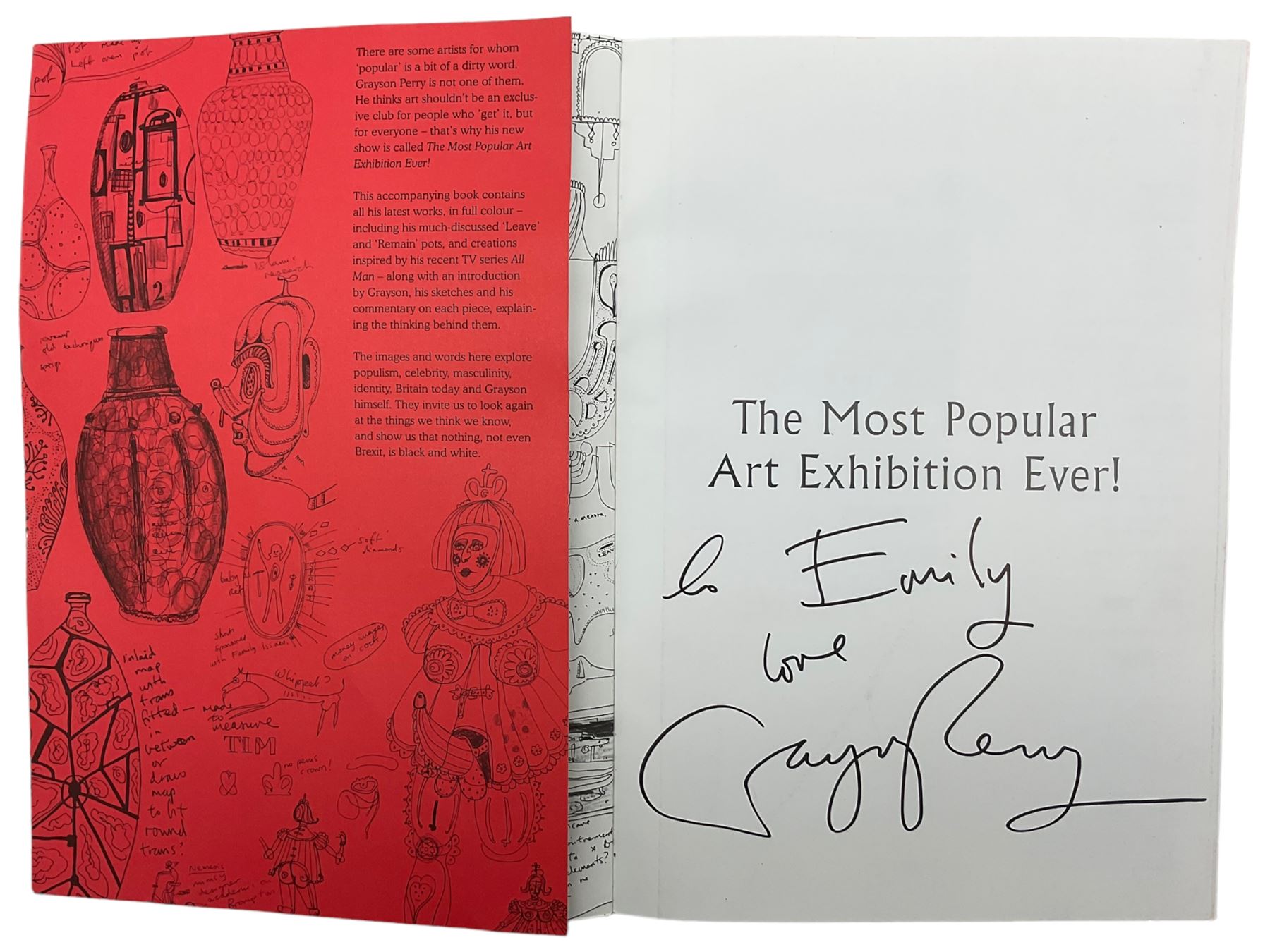 Grayson Perry RA (British 1950-): 'The Most Popular Art Exhibition Ever!', signed exhibition catalogue for  Serpentine Galleries pub. 2017