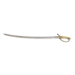 French model 1816 briquet short sword, curved single edge blade, with brass hilt and ribbed grip, overall L81cm 