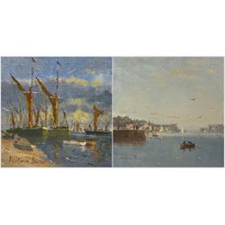 William Burns (British 1923-2010): 'Sailing Club - Whitby' and 'Boats at Rest', two oils o...