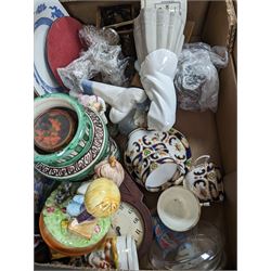 Victorian and later ceramics, including Beswick teapot, Caithness glass vase and other collectables, in four boxes 