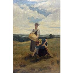 JD (British 19th Century): Ladies in the Field, oil on canvas signed with initials and dat...