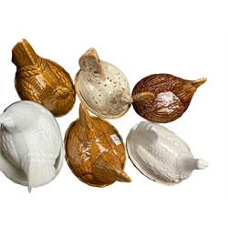 Large collection of nest of hens, including milk glass examples, in two boxes