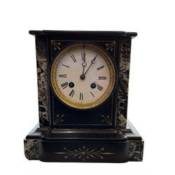 Victorian slate marble clock and a Schatz anniversary clock