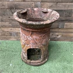 Terracotta garden burner decorated with grape vines - THIS LOT IS TO BE COLLECTED BY APPOINTMENT FROM DUGGLEBY STORAGE, GREAT HILL, EASTFIELD, SCARBOROUGH, YO11 3TX