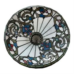 Tiffany style stained glass shade with floral motifs, D43cm