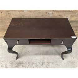 Rosewood finish console dressing table, fitted with two soft-close drawers