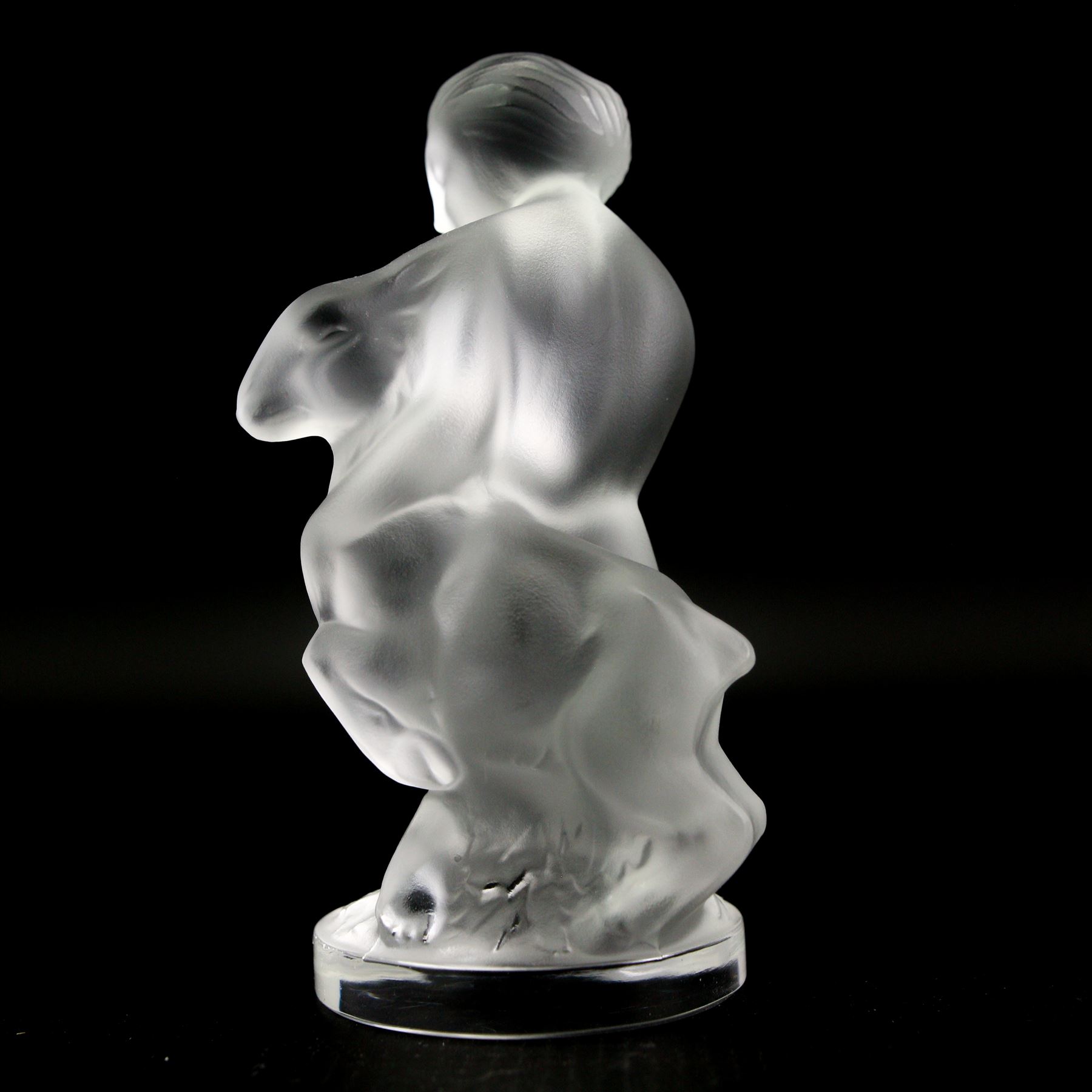 Two Lalique crystal figures modelled as Leda and the Swan and Diane, both signed Lalique, France, H12cm (2)