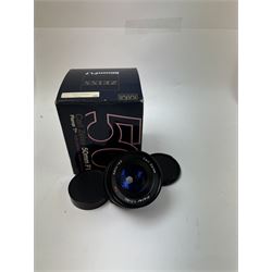 Carl Zeiss Planar 1.7/50 50mm T* lens, serial no. 6804163, for Contax/Yashica mount, boxed with warranty, instructions and two lens caps