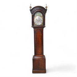 Benjamin Booth of Pontefract - 8-day oak longcase clock c1790. with a stepped broken arche...