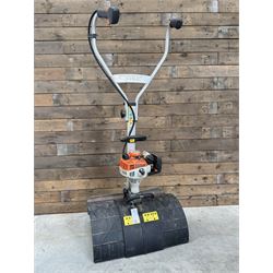 Stihl MM55 petrol multi system with scarifier attachment