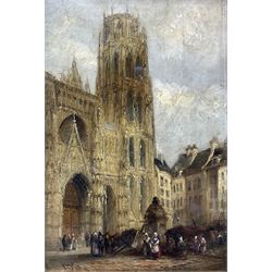 Charles Peter Pitt (British fl.1880-1895): 'Rouen Cathedral', oil on canvas signed, titled verso 30cm x 20cm 