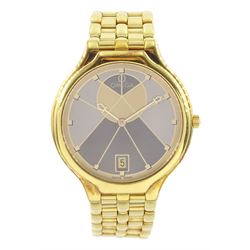 Omega 18ct gold quartz wristwatch, Cal. 1431, Sun symbol dial, with  Egyptian Ankh hands a...