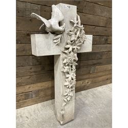 20th century marble crucifix, set with peace dove and wreath