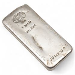 Johnson Matthey London one kilo fine silver bullion bar