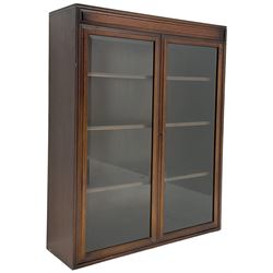 Mid-20th century mahogany enclosed bookcase, glazed doors