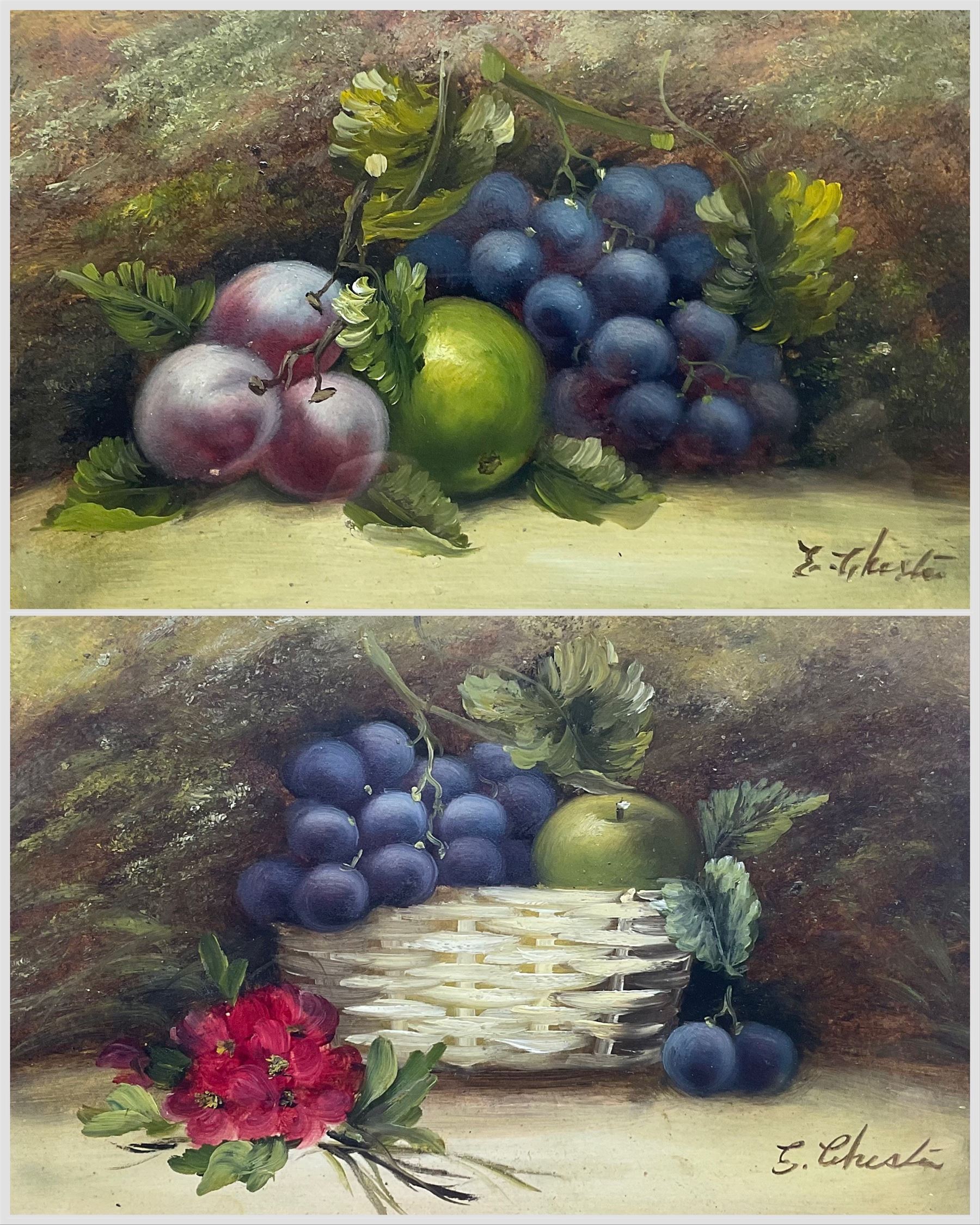 Evelyn Chester (British 1875-1929): Still Life of Fruit, pair oils on board signed 19cm x 29cm (2)