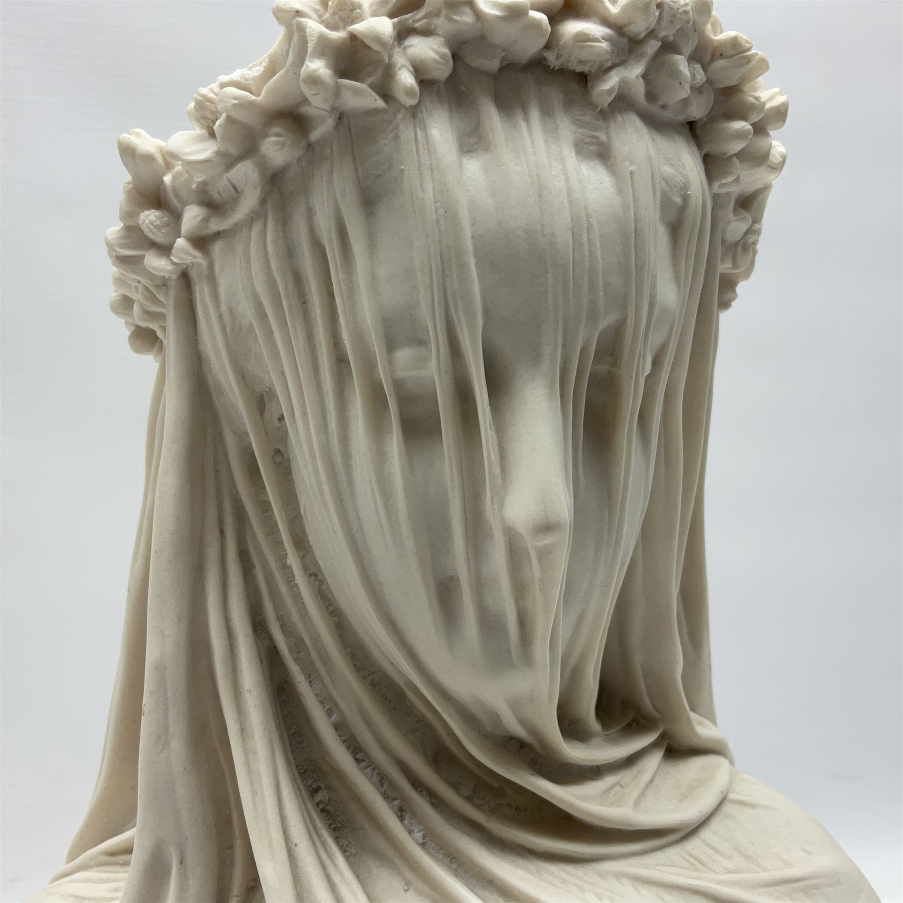 After Antonio Frilli, bust of A Veiled Bride signed A Filli, Firenze, Italy beneath, H34cm 