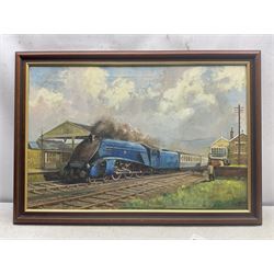 Don Micklethwaite (British 1936-): LNER Bittern at Seamer Station, oil on canvas signed 50cm x 75cm 