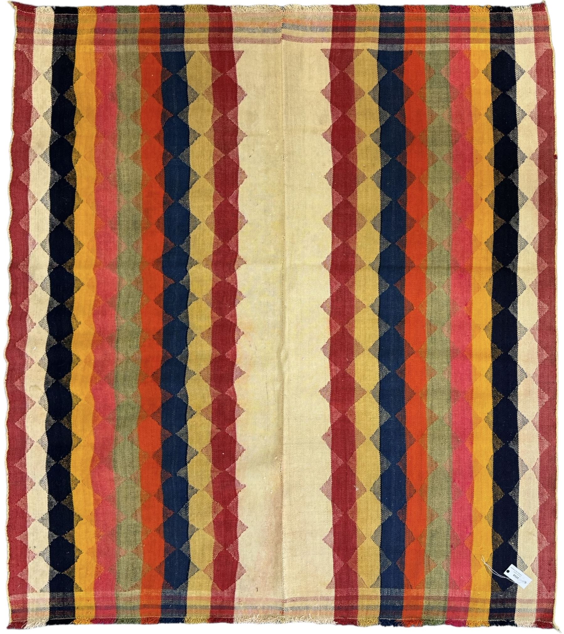 South West Persian Jajim Kilim decorated with multi-coloured stripes 