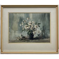 Ernest Charles Simpson (British 1915-2007): 'Wood Anemone' - Still Life, watercolour signed, titled verso with artist's studio label 27cm x 37cm