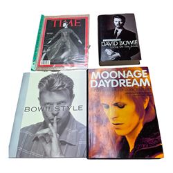 Collection of David Bowie memorabilia, including Time Magazine, Tote bags, CDs, books etc  