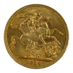 King George V 1914 gold full sovereign coin